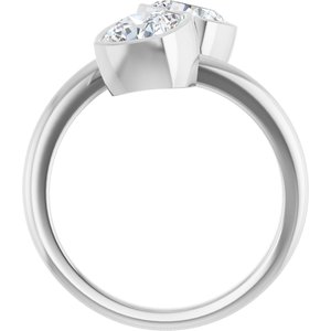 14K White Gold 6 mm Cushion Bezel-Set Two Stone Engagement Ring. 123099:385:P