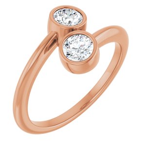 14K Rose Gold 4.1 mm Round Bezel-Set Two Stone Engagement Ring. 123099:103:P