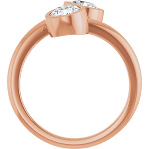 14K Rose Gold 5.2 mm Round Bezel-Set Two Stone Engagement Ring. 123099:146:P