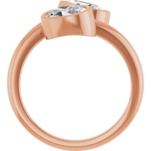 14K Rose Gold 7x5 mm Oval Bezel-Set Two Stone Engagement Ring. 123099:328:P