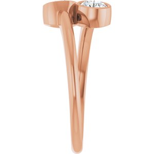 14K Rose Gold 4.1 mm Round Bezel-Set Two Stone Engagement Ring. 123099:103:P