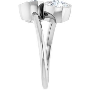 14K White Gold 6 mm Cushion Bezel-Set Two Stone Engagement Ring. 123099:385:P