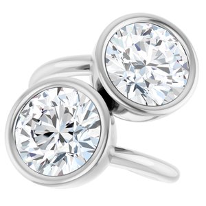14K White Gold 9.4 mm Round Bezel-Set Two Stone Engagement Ring. 123099:301:P