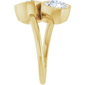 14K Yellow Gold 7 mm Cushion Bezel-Set Two Stone Engagement Ring. 123099:400:P