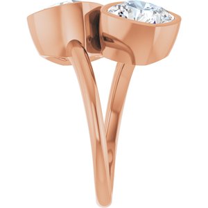 14K Rose Gold 8 mm Cushion Bezel-Set Two Stone Engagement Ring. 123099:412:P