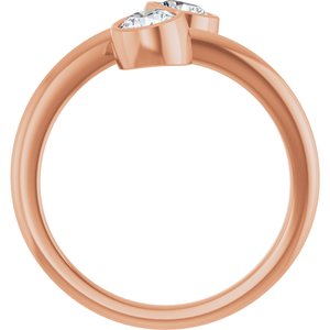 14K Rose Gold 4.1 mm Round Bezel-Set Two Stone Engagement Ring. 123099:103:P