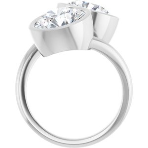 14K White Gold 9.4 mm Round Bezel-Set Two Stone Engagement Ring. 123099:301:P