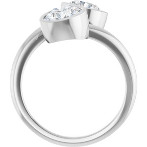 14K White Gold 6.5 mm Round Bezel-Set Two Stone Engagement Ring. 123099:203:P