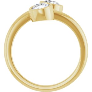 14K Yellow Gold 4.8 mm Round Bezel-Set Two Stone Engagement Ring. 123099:134:P