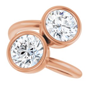 14K Rose Gold 7.4 mm Round Bezel-Set Two Stone Engagement Ring. 123099:230:P
