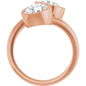 14K Rose Gold 7.4 mm Round Bezel-Set Two Stone Engagement Ring. 123099:230:P