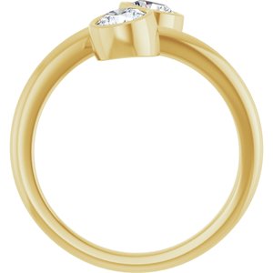 14K Yellow Gold 4.4 mm Round Two-Stone Bezel-Set Engagement Ring. 123099:120:P