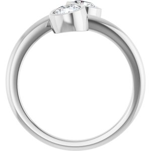 14K White Gold 4.4 mm Round Bezel-Set Two Stone Engagement Ring. 123099:119:P