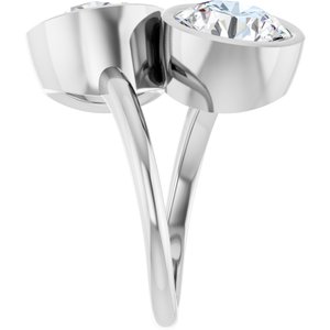 14K White Gold 9.4 mm Round Bezel-Set Two Stone Engagement Ring. 123099:301:P