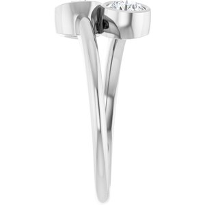 14K White Gold 4.4 mm Round Bezel-Set Two Stone Engagement Ring. 123099:119:P