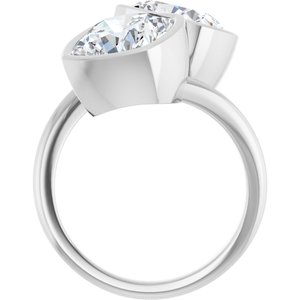 14K White Gold 9 mm Cushion Bezel-Set Two Stone Engagement Ring. 123099:427:P