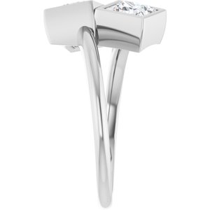 14K White Gold 5 mm Square Bezel-Set Two Stone Engagement Ring. 123099:553:P