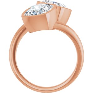 14K Rose Gold 8 mm Cushion Bezel-Set Two Stone Engagement Ring. 123099:412:P