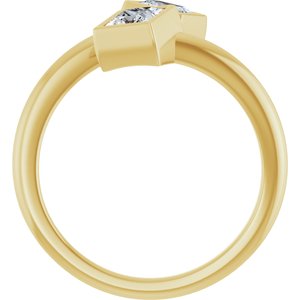 14K Yellow Gold 4 mm Square Bezel-Set Two Stone Engagement Ring. 123099:526:P