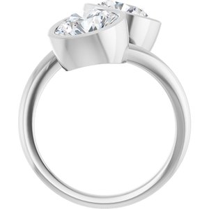 14K White Gold 8 mm Round Bezel-Set Two Stone Engagement Ring. 123099:245:P