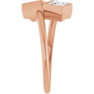 14K Rose Gold 4.5 mm Square Bezel-Set Two Stone Engagement Ring. 123099:538:P