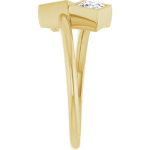 14K Yellow Gold 4 mm Square Bezel-Set Two Stone Engagement Ring. 123099:526:P