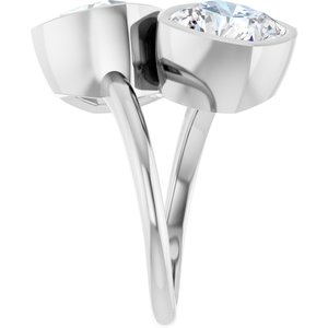 14K White Gold 9 mm Cushion Bezel-Set Two Stone Engagement Ring. 123099:427:P