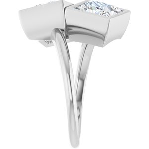 14K White Gold 7 mm Square Bezel-Set Two Stone Engagement Ring. 123099:609:P