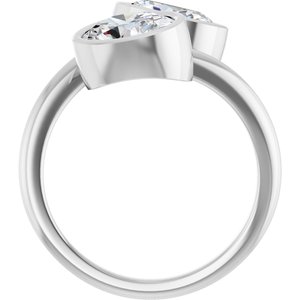 14K White Gold 8x6 mm Oval Bezel-Set Two Stone Engagement Ring. 123099:343:P