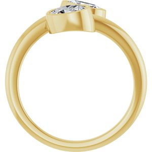 14K Yellow Gold 6x4 mm Oval Bezel-Set Two Stone Engagement Ring. 123099:316:P