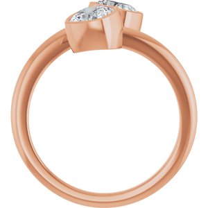 14K Rose Gold 5 mm Cushion Bezel-Set Two Stone Engagement Ring. 123099:370:P