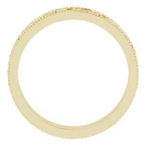14K Yellow Gold 4 mm Milgrain Edge Floral Flat Band. 51877:132:P
