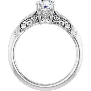 14K White Gold 5.8 mm Round .03 CTW Accented Solitaire Engagement Ring. 123738:604:P