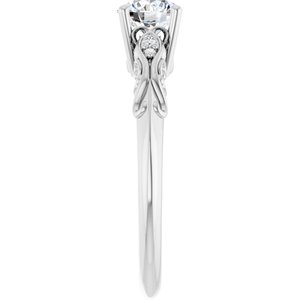 14K White Gold 5.8 mm Round .03 CTW Accented Solitaire Engagement Ring. 123738:604:P