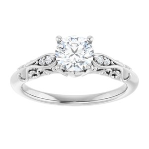 14K White Gold 5.8 mm Round .03 CTW Accented Solitaire Engagement Ring. 123738:604:P