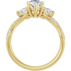 14K Yellow Gold 9x6 mm Pear Three-Stone Accented Engagement Ring. 123699:1081:P