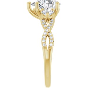 14K Yellow Gold 9x6 mm Pear Three-Stone Accented Engagement Ring. 123699:1081:P