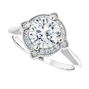 14K White Gold 7 mm Round 1/6 CTW Diamond Halo-Style Engagement Ring. 123236:612:P