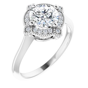 14K White Gold 7 mm Round 1/6 CTW Diamond Halo-Style Engagement Ring. 123236:612:P