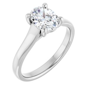 14K White Gold 8x6 mm Oval Solitaire Engagement Ring. 122099:376:P