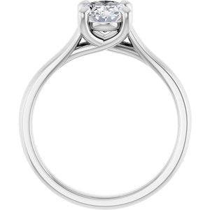 14K White Gold 8x6 mm Oval Solitaire Engagement Ring. 122099:376:P