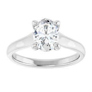 14K White Gold 8x6 mm Oval Solitaire Engagement Ring. 122099:376:P