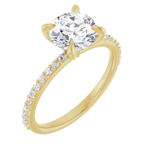 14K Yellow Gold Round 1 3/4 CTW Diamond Accented Engagement Ring. 122790:LG60319:P