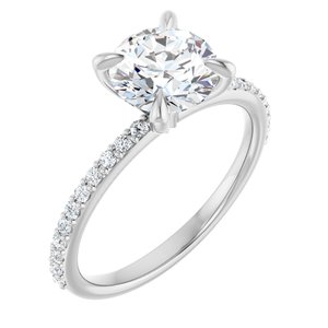 14K White Gold Round 1 3/4 CTW Diamond Accented Engagement Ring. 122790:LG60310:P