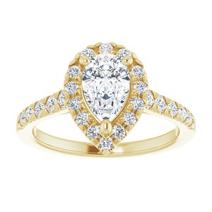 14K Yellow Gold 8x5 mm Pear French-Set Halo-Style Engagement Ring. 123861:1096:P