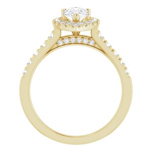 14K Yellow Gold 8x5 mm Pear French-Set Halo-Style Engagement Ring. 123861:1096:P