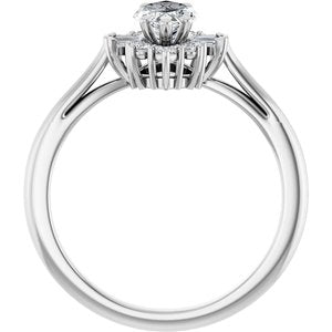 14K White Gold 10x5 mm Marquise Halo-Style Engagement Ring. 123767:106:P
