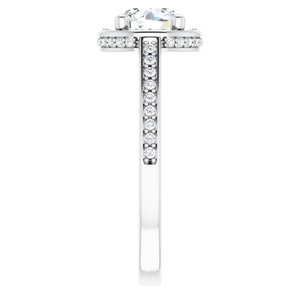14K White Gold  6.5 mm Round Hidden Halo-Style Accented Engagement Ring. 122645:210:P