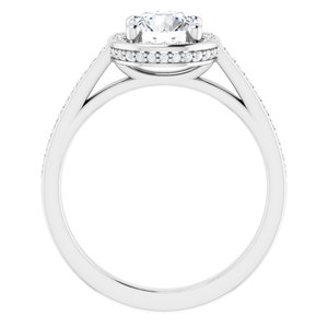 14K White Gold  6.5 mm Round Hidden Halo-Style Accented Engagement Ring. 122645:210:P