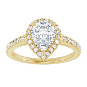 14K Yellow Gold 8x6 mm Pear French-Set Halo-Style Engagement Ring. 123227:1115:P